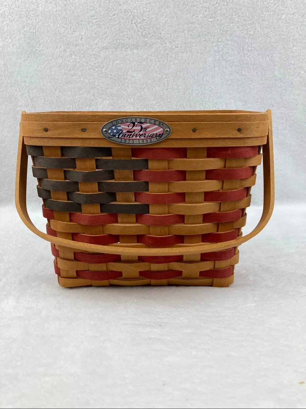 VTG Longaberger 25th Anniversary Americana Hand Woven Basket 10” x 5” x 7”
